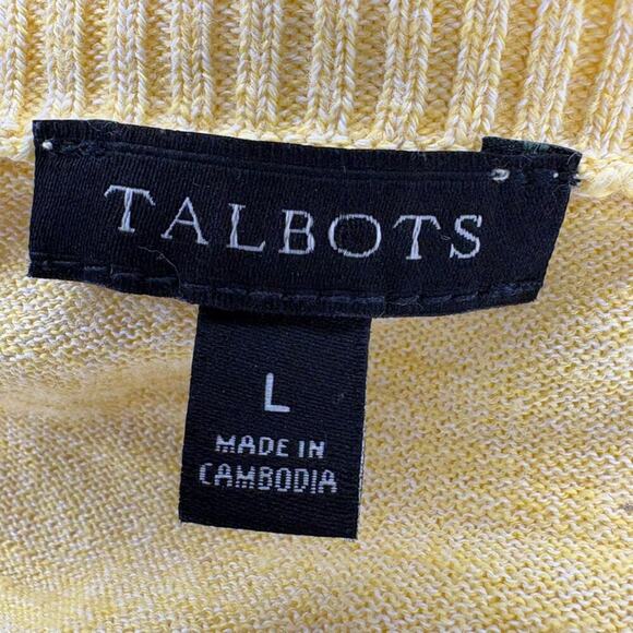 Talbots Light Academia Butter Yellow V-Neck 3/4 Sleeve Sweater Womens Sz L - Picture 5 of 6